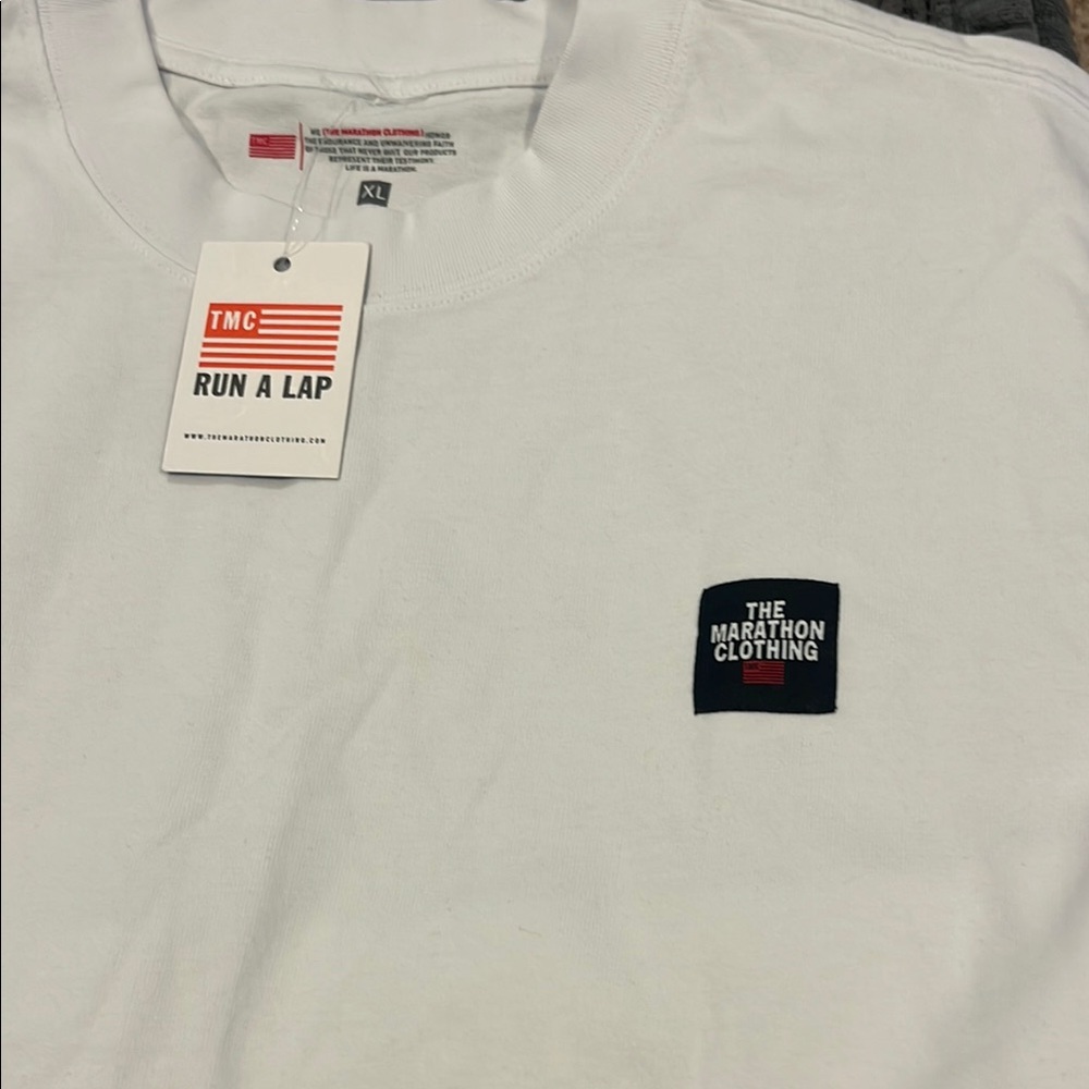 The Marathon Clothing White Short Sleeve Tee with Black Logo